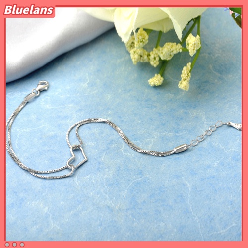 [BLS] Fashion Wanita Cinta Hati Liontin Perak Berlapis Dua Lapis Rantai Gelang