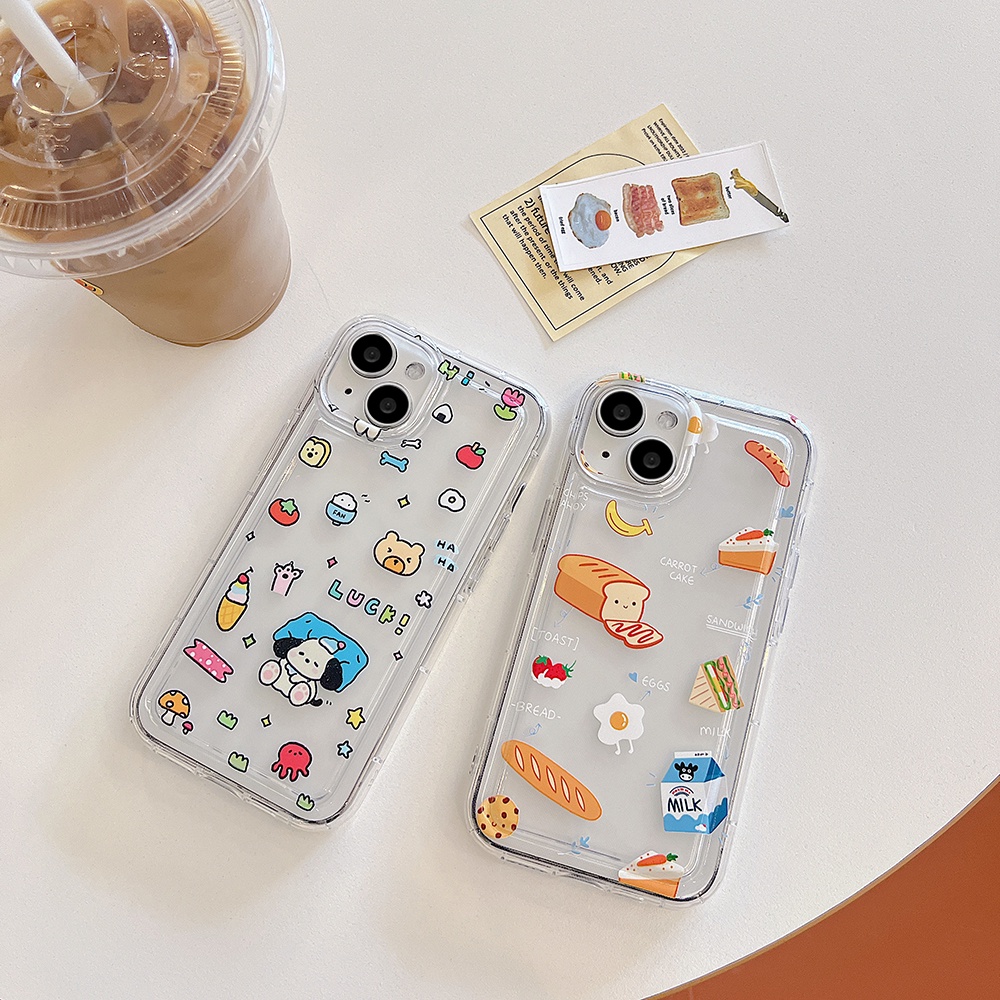 American Breakfast Food IPhone Case Kompatibel Untuk Iphone11 14 Pro Max 13 Pro Max12 IPhone X XS XR 7 8 Plus Ultra Hybrid Lembut TPU Back Phone Cover