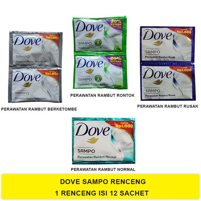 DOVE SHAMPO SACHET 1 RENCENG 12 SACHET