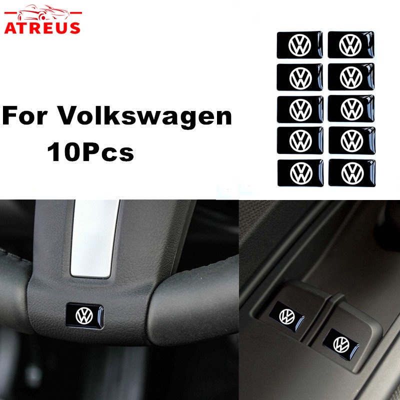 10pcs 3D Stiker Mobil Setir Pintu Jendela Saklar Tombol Lencana Dekorasi Aksesoris Mobil Untuk Volkswagen VW Polo Volkswagen Golf mk3 mk6 mk7 Scirocco Kumbang Passat B5 B6 B7 C