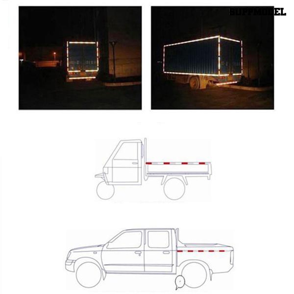 [SM Otomatis] 10Pcs DIY Bermanfaat Auto Truk Peringatan Keamanan Malam Reflektif Strip Tape Stiker