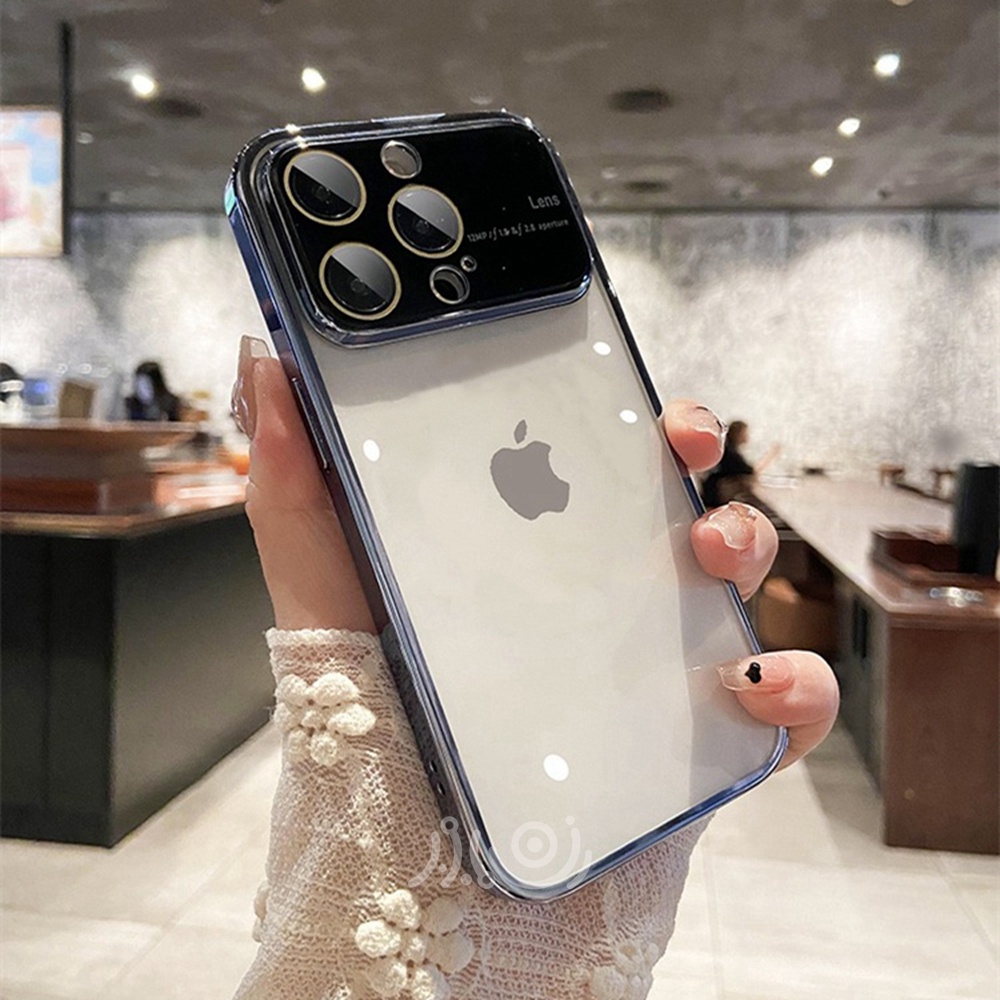 IPHONE Casing Ponsel Transparan Plating Mewah Untuk Iphone11 12 13 14 Pro Max Soft Case14 Plus Casing Pelindung Kamera Penuh Shockproof Cover