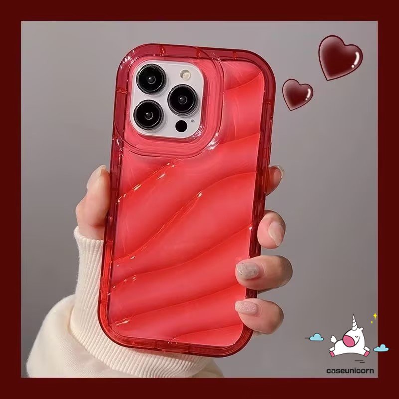 Casing Ponsel Pola Bergelombang Kreatif Kompatibel Untuk IPhone 7Plus Xr11 14 13 12 Pro MAX 6 6S 7 8 Plus X XS MAX SE 2020 Mewah Simple Bening Warna Macaron 3D Stereo Soft Cover