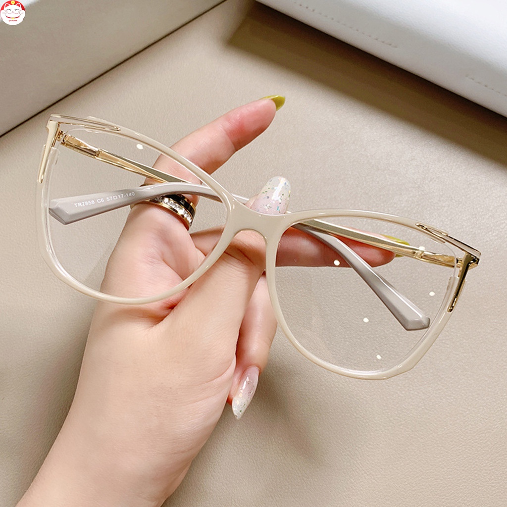 Unisex Lensa Bening Wanita Pria Kacamata Square Non Resep Kacamata Eyeglasses