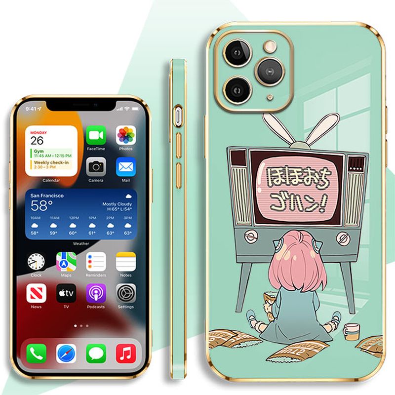 【Free Lanyard】Casing For Infinix Hot 11 2021 8 Pro 9 9 Pro 9 Play 10 Play 11 Play 10T 10s NFC 11s NFC Spark 12 12i Spy×Family Pink Anya Forger Soft Plating TPU Soft Silicon Shockproof Anime Cartoon Phone Case Shell Protection Anti Cover