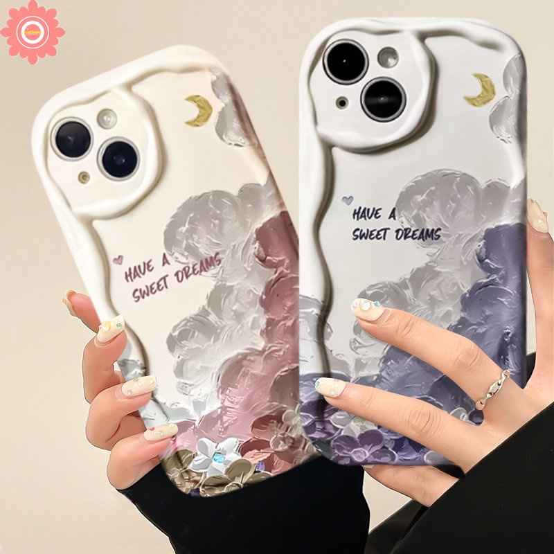 Case Untuk Realme C53 5 7i 5i 5s 6i 9i C21Y C31 C12 C30 C25 C25s C55 C35 C11 C15 C3 C25Y C21 C17 C3 C20 C3 C1 C2 Fashion Retro Lukisan Minyak Bunga Lembut 3D Bergelombang Curved Edge Case