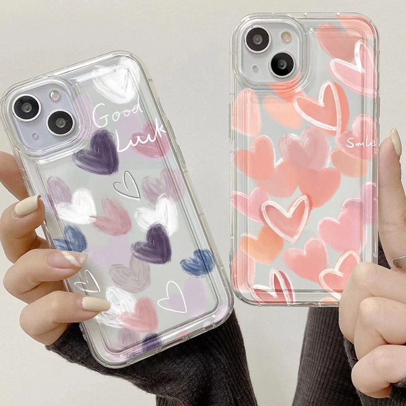 Heart Soft Case Untuk Vivo Y12S Y12A Y11 Y12 Y15 Y17 Y20 Y20S Y21 Y21A Y21G Y21S Y33 Y33S Y33T Y3S Y90 Y91 Y91C Y91i Y95 Y70 Y1S V21 V255G X8 Lite Airbag Shockproof Cover