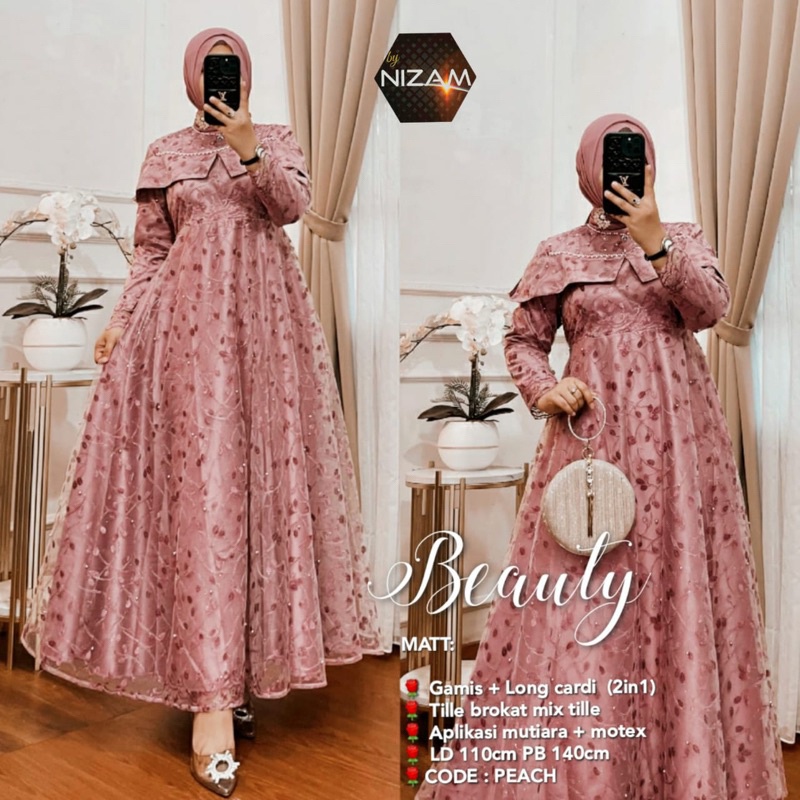 BEAUTY Dress By NIZAM | Ld110, Gamis+Long Cardi