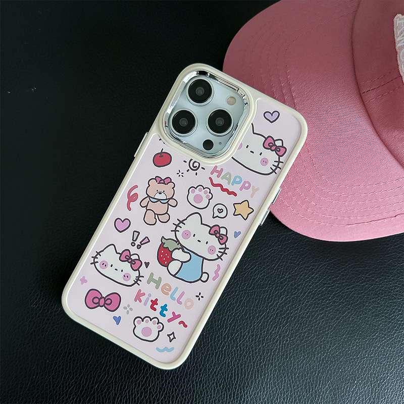 Graffiti Strawberry Kitty Soft Silicon Case HP iP iPhone 12 13 14 Pro Max 11 Girl Woman FTD Casing Apple