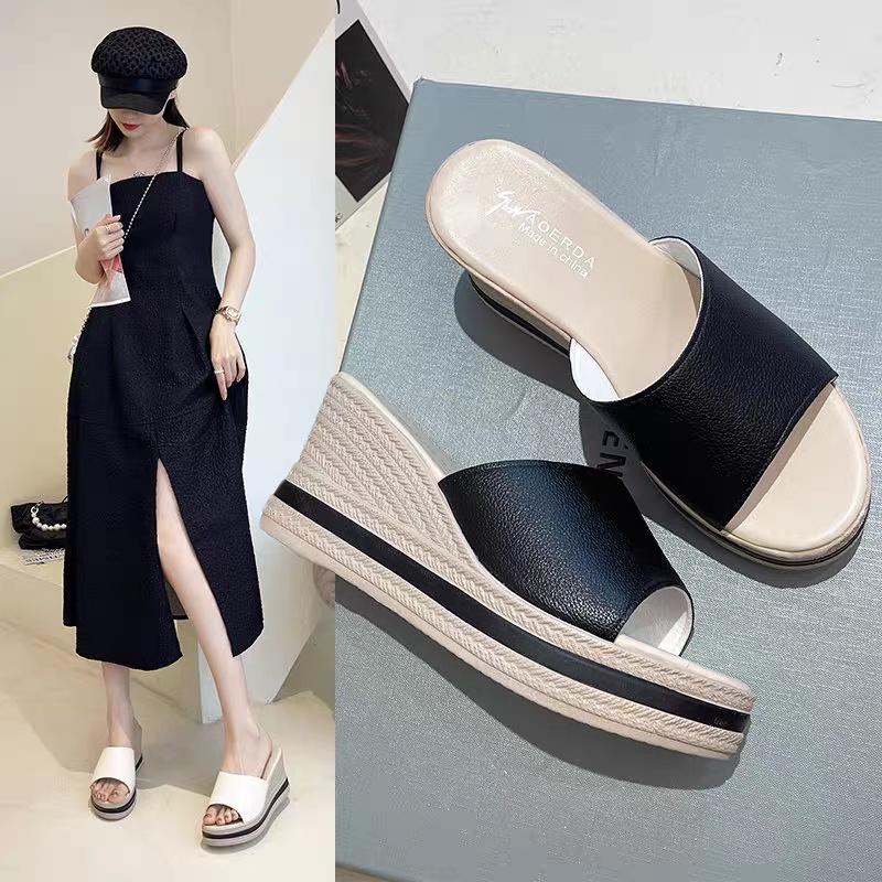 COD Sneakersdaily 572 Sandal Wedges Slip On Hak Tinggi Wanita Import Premium