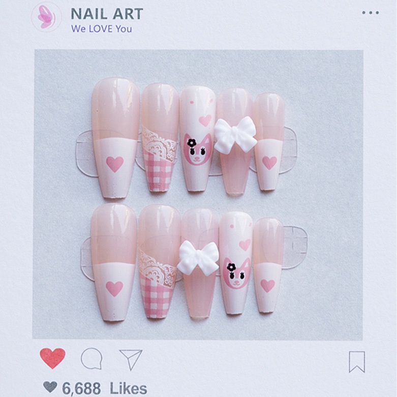X40 24 Pcs DIY Kuku Palsu French Cool Finger Nail Art Stiker Kuku Palsu