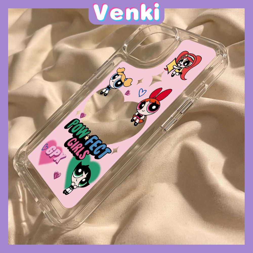 VENKI - Untuk iPhone 11 iPhone Case Bening Lubang Besar Ruang Case TPU Soft Shell Shockproof Protection Camera Lucu Kartun Gadis Kecil Kompatibel dengan iPhone 14 13 Pro max 12 Pro Max xr