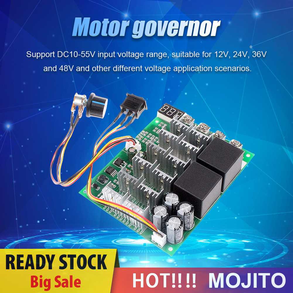 12v 24V 36V 48V Modul Kontroler Kecepatan Motor DC 100A Max Dengan Saklar Knob