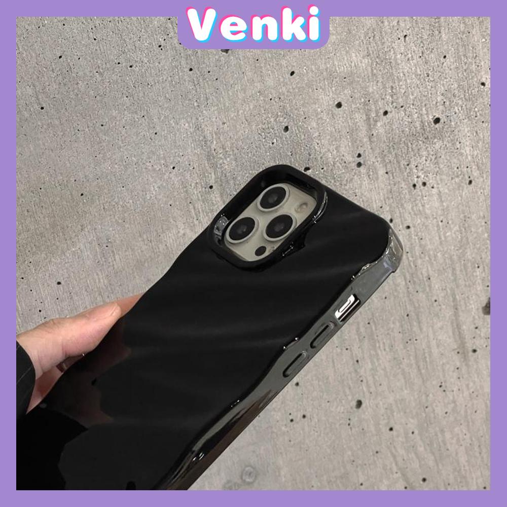 VENKI - Untuk iPhone 11 Case Soft Case Glossy 3D Ripple Dimensi Shockproof Coklat Ungu Hitam Putih Hijau Untuk iPhone 14 Pro Max 13 Pro max 12 Pro Max 11 iPhone XR XS 7Plus 8Plus