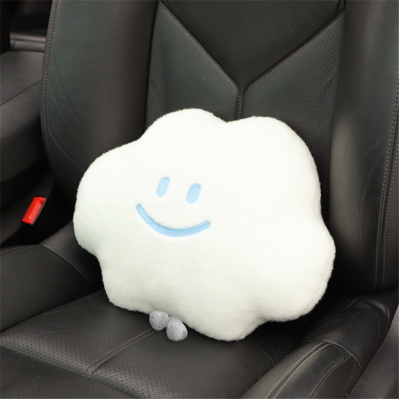 Headrest Kartun Mobil, Bantal Perlindungan Leher Awan Wajah Tersenyum Kreatif Mobil