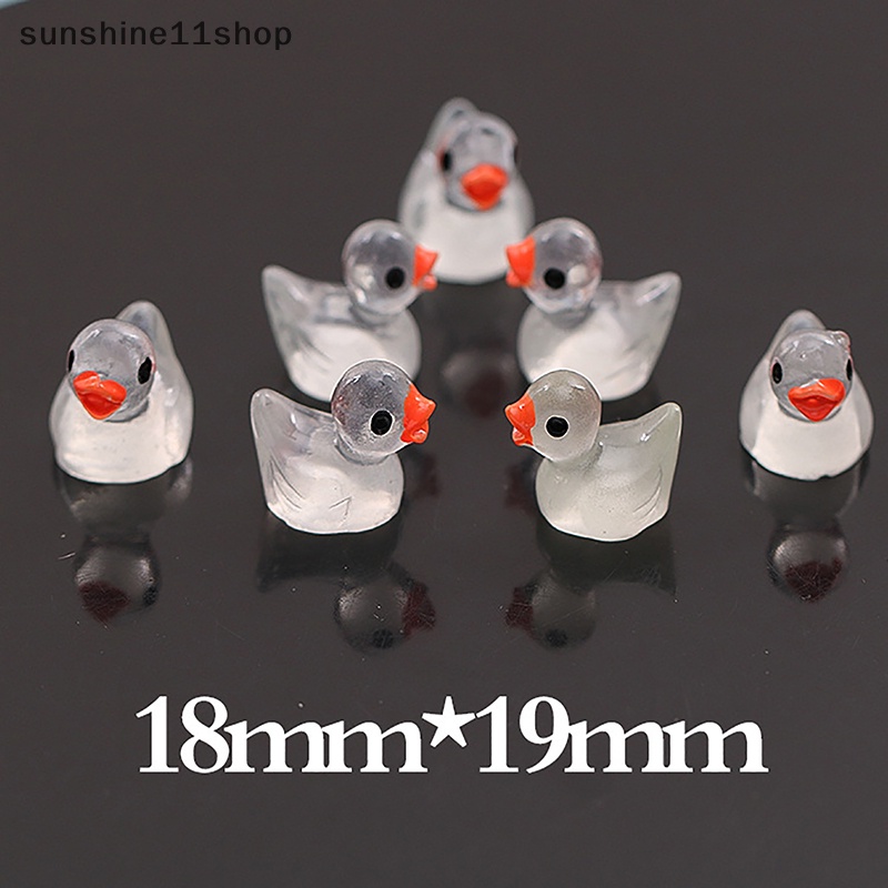 Sho 10pcs Mini Luminous Ducks Resin Tiny Glowing Ducks Miniatur Hewan Angka Menyala Dalam Gelap Lucu Berkebun Bebek Hias N