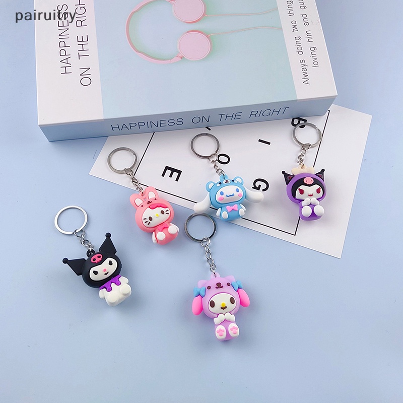 Prt Gantungan Kunci Liontin Kuromi Hello Kitty My Melody Kartun Portable Gadis Kawaii Resin Boneka Couple Key Chain Aksesoris PRT