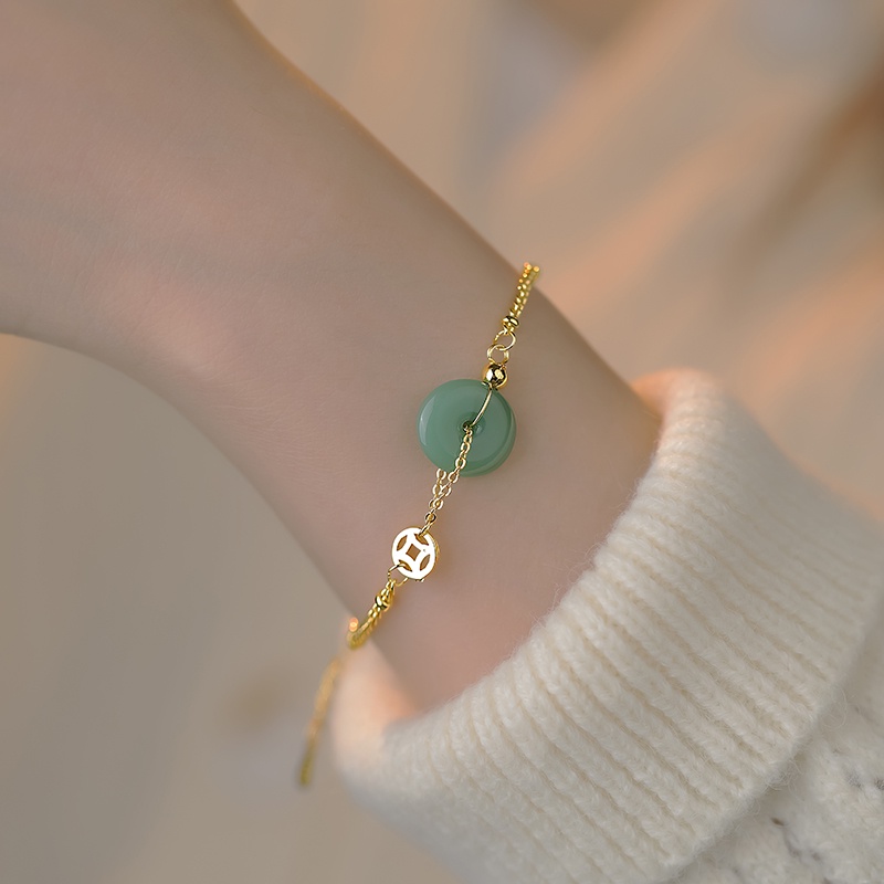 Beruntung Uang Tembaga Beruntung Keselamatan Gesper Gelang Ins Zamrud Hetian Giok Gelang Gelang Aksesoris Hadiah