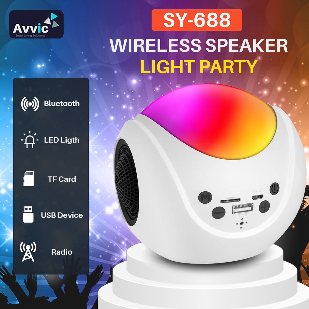 AVVIC SY-688 Speaker Bluetooth Lampu LED Wireless Speaker Light Party Disco Rechargeable