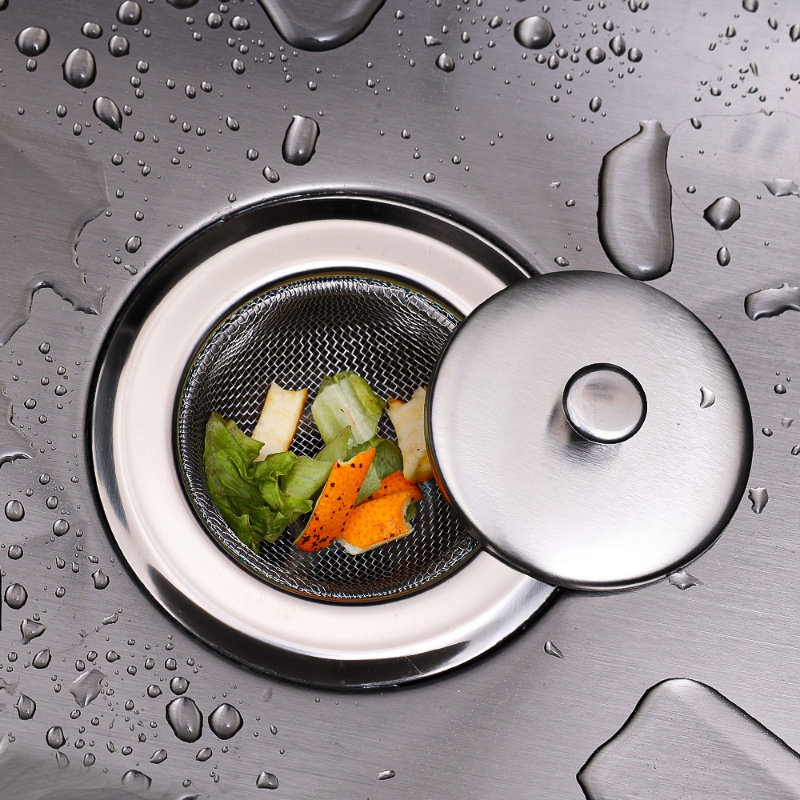 1pc Saringan Wastafel Dapur Stainless Steel Dengan Penutup Selokan Kamar Mandi Shower Rambut Filter Keranjang Anti-Blocking Cleaning Accessories