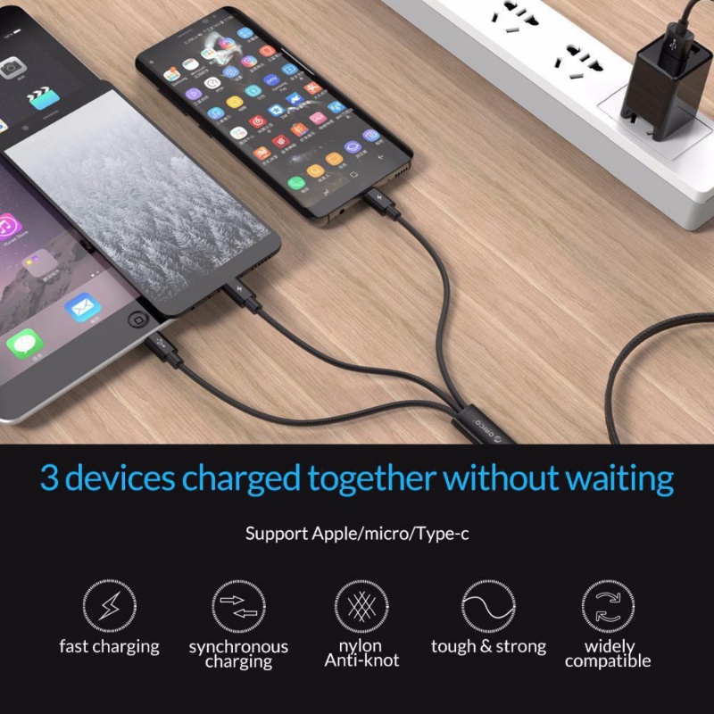 1pc/3in1 Kabel Charger 1.2m Dengan Micro USB Type C Port Universal (Khusus Pengisian) Surpport Pribadi