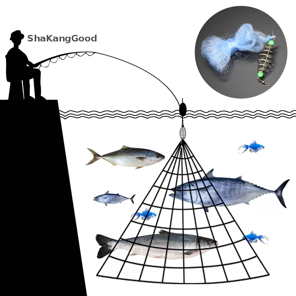Skid Multi Size Jaring Ikan Trap Mesh Luminous Bead Netg Sea Fish Net Tackle Desig SKK