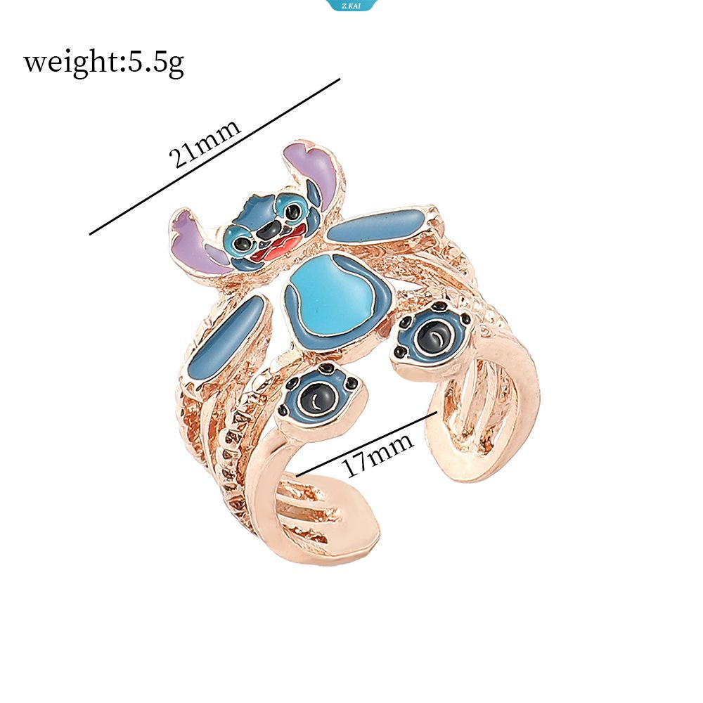 Baru Stitch Cincin Mewah Pesona Perhiasan Pembukaan Adjustable Dilepas Kristal Stitch Rings Halloween Aksesoris Hadiah [ZK]