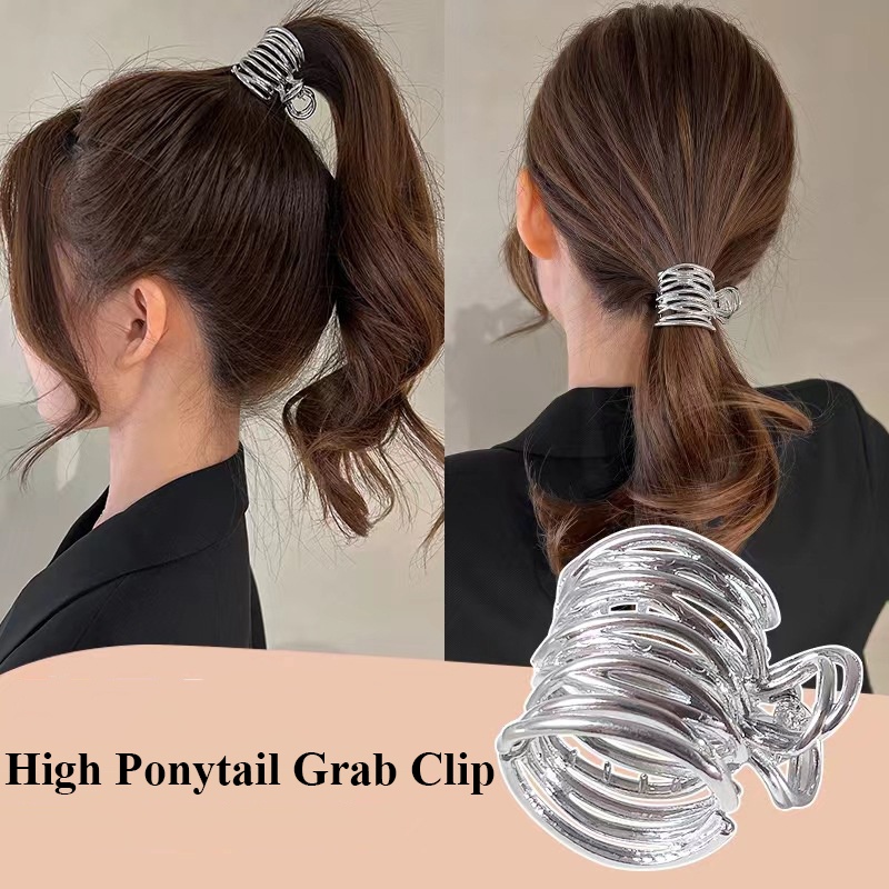 Sederhana Mode Logam Tinggi Ponytail Ambil Klip Gaya Baru Klip Rambut Wanita Aksesoris Rambut