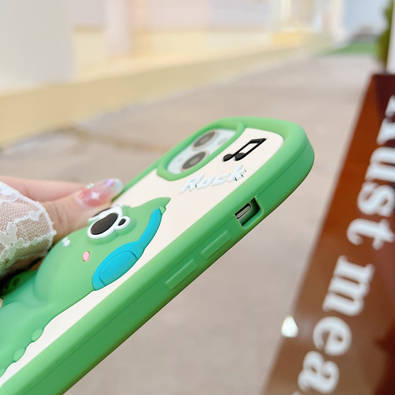 Stereoscopic Cute Sunglasses Green Dinosaur Soft Case for IPhone 11 12 13 14 Pro Max TPU Phone CASE Cute Pretty Girl's Fashion