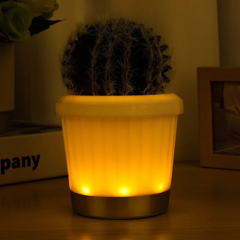 Kreatif USB Powered LED Glowing Pot Bunga Plastik/ Lampu Vas Lanskap Hias Taman/ Balkon Rumah Succulent Farming Planter