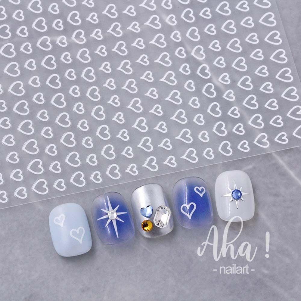 Agustina Stiker Kuku Hati Musim Panas Ins Gaya Bintang Berongga Hati Korea Nail Art Nail Art Dekorasi