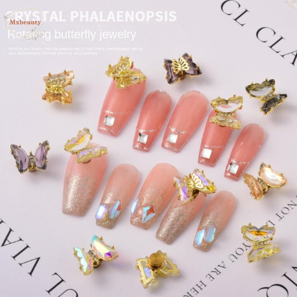 Mxbeauty Kupu-Kupu Nail Art Rhinestones Wanita Manicure Aksesoris Hiasan Kuku Perhiasan Kuku