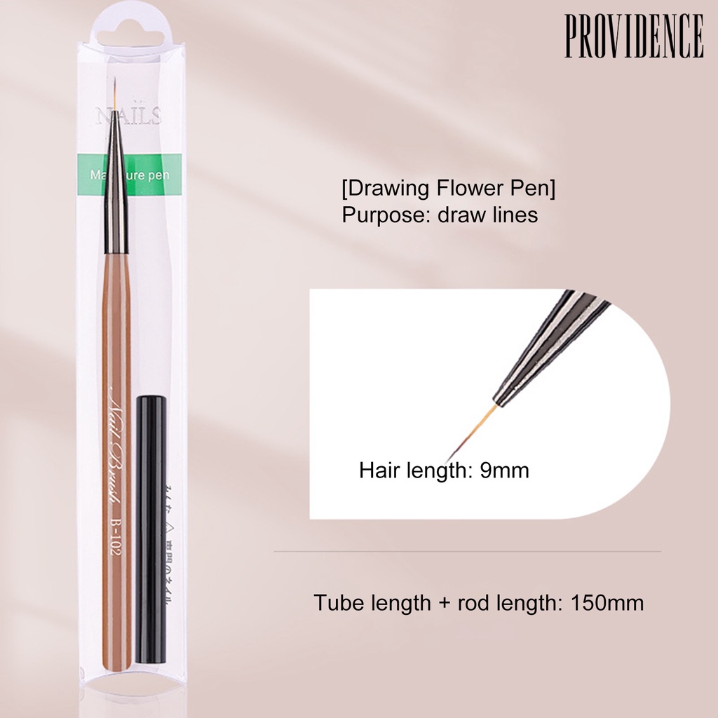 Providence Manicure Pensil Bulu Halus Ulet Tinggi Tidak Menyusut Dengan Tutup DIY Wol Nilon Grid Garis Lukisan Kuku Fototerapi Pena Kuku Salon Supply