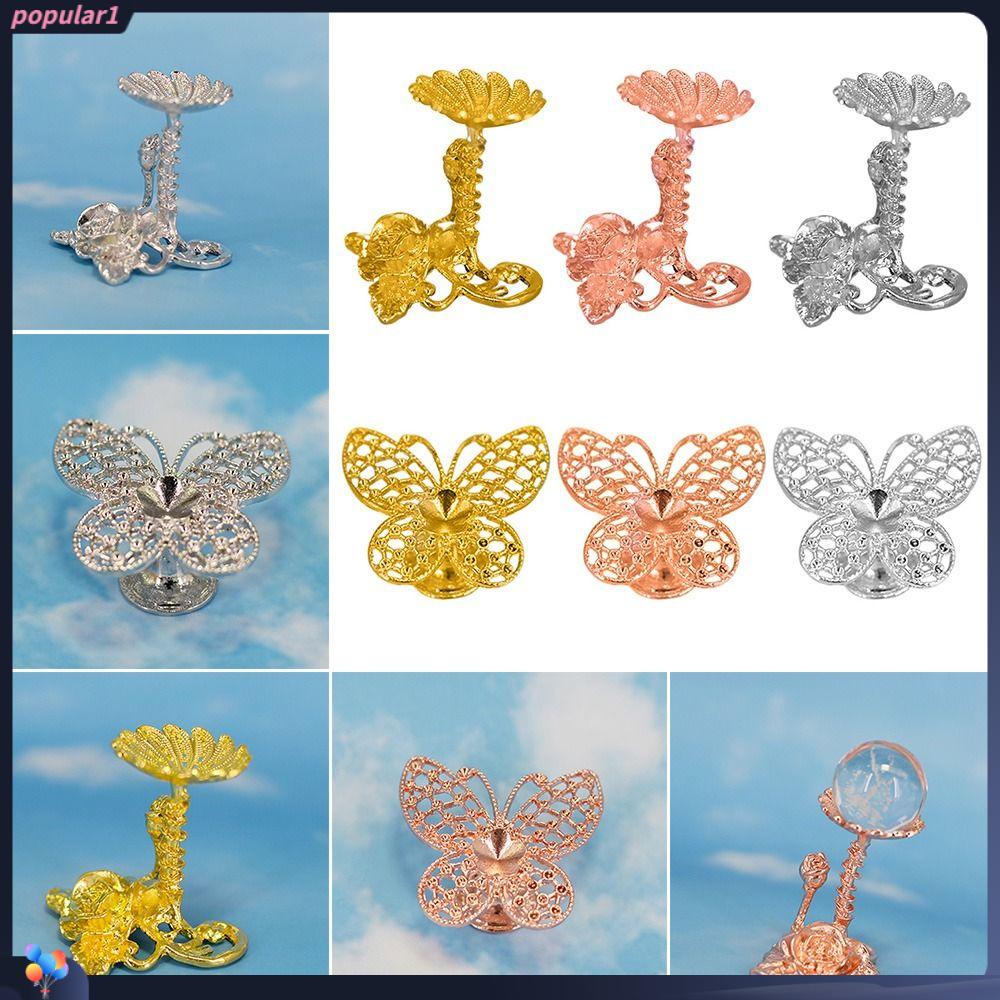 Populer Butterfly Display Base Holder Kerajinan Logam Hadiah Fotografi Props Sphere Support