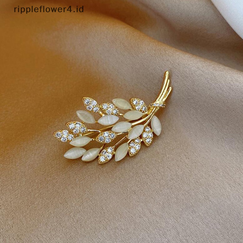 {rippleflower4.id} Korea Bros Fashion Berlian Imitasi Gandum Bros Pin Pakaian Aksesoris Lengan Pendek Bros Untuk Wanita~