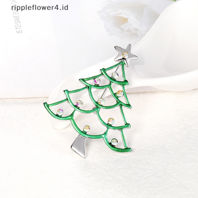 {rippleflower4.id} 1 Pcs Natal Bros Pin Berlian Imitasi Dicat Tetes Minyak Perhiasan Bros~