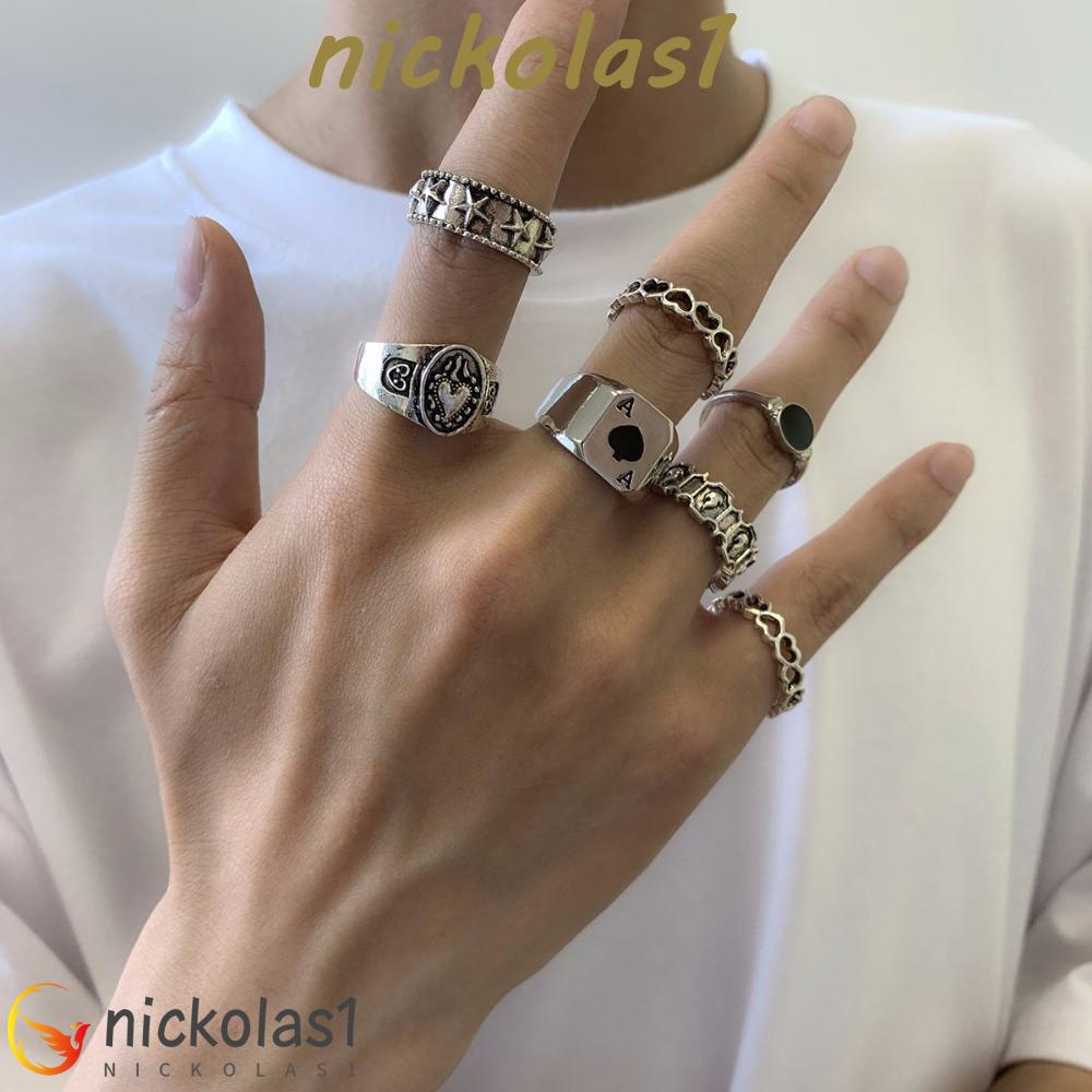 Nickolas1 Cincin Tidak Teratur Kepribadian Keren Jantung Laki-Laki Lebar Paduan Pria Jari Cincin