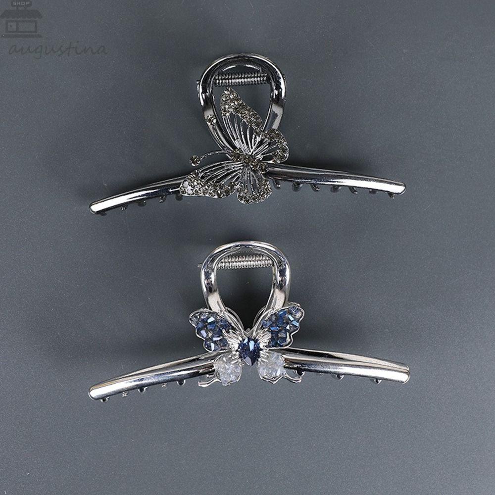 Agustinina Klip Rambut Logam Gadis Kreatif Klip Rambut Kupu-Kupu Bentuk Geometris Berlian Aksesoris Rambut Perempuan