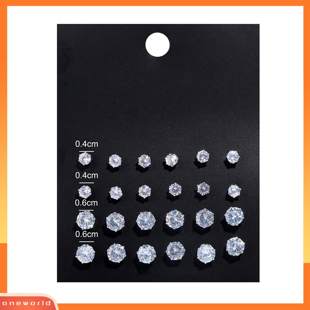 [WOD] 12pasang Anting Tusuk Wanita Perhiasan Berlian Imitasi Mengkilap Gaya Korea Geometri Ear Studs Untuk Prom