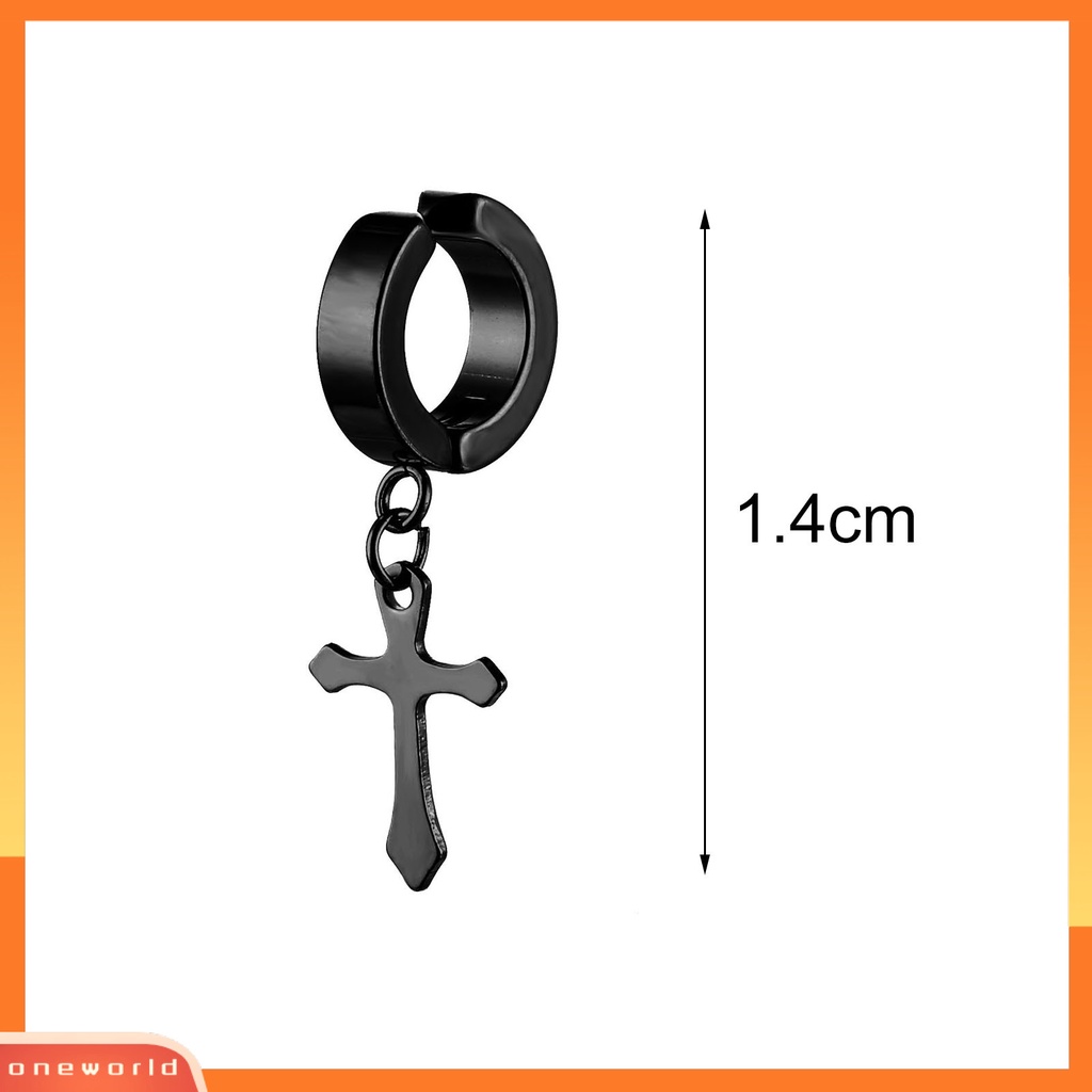 [WOD] 1pasang Unisex Menjuntai Anting Cross Hip Hop Perhiasan Simple Terang Kilau Anting Hoop Untuk Pakaian Sehari-Hari