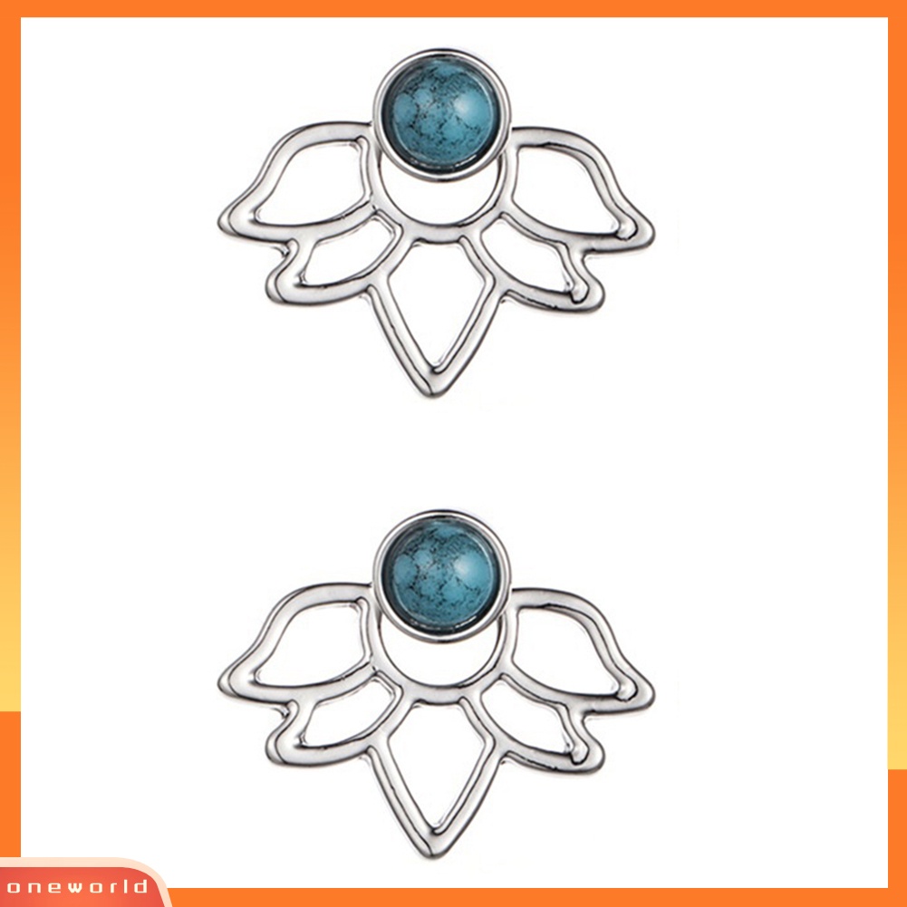 [WOD] Boho Berongga Lotus Bunga Bead Ear Stud Earrings Jaket Telinga Wanita Gadis Perhiasan