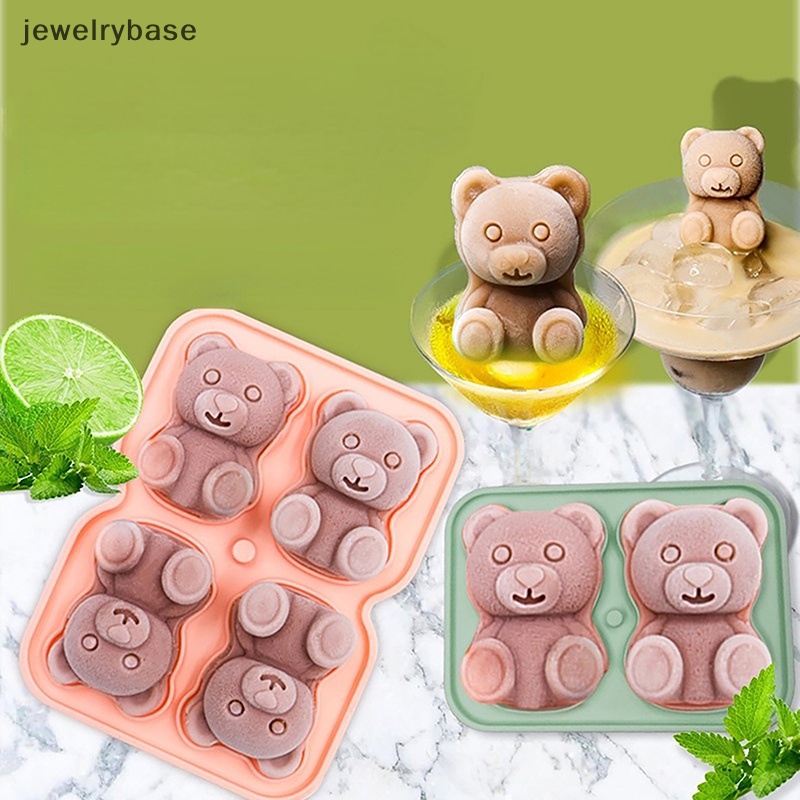 [jewelrybase] 2 /4 Grids 3D Bentuk Beruang Kecil Cetakan Es Batu Ice Tray Untuk Whiskey Cocktail Boutique