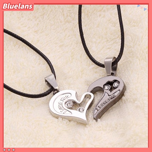 [BLS] 2pcs Bergaya His and Hers Heart Pendant Huruf Inggris Pasangan Cinta Kalung