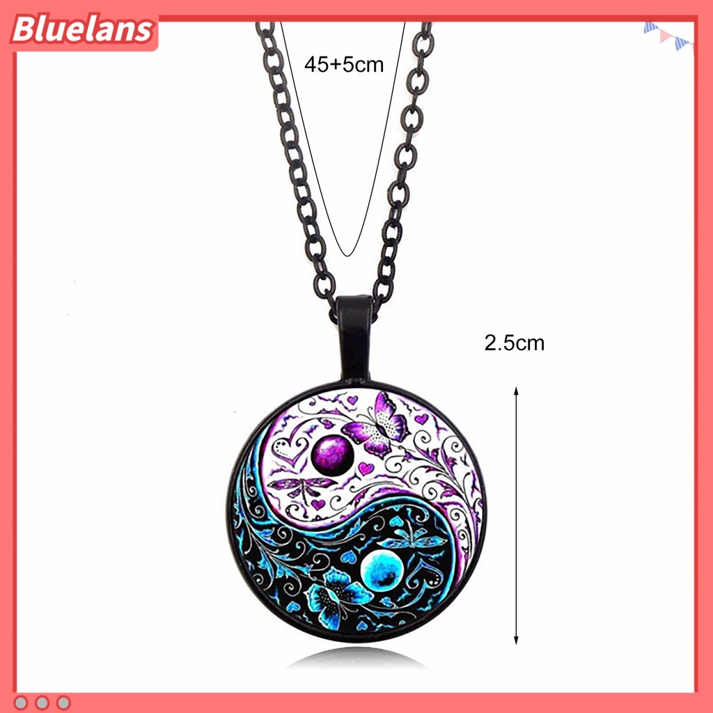 [BLS] Tai Chi Liontin Unisex Kalung Gaya China Fashion Jewelry Kalung Sweater Motif Kupu-Kupu Dua Warna Untuk Halloween