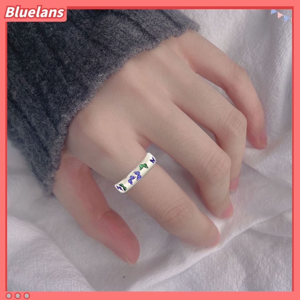 [BLS] Cincin Wanita Mengkilap Motif Kupu-Kupu Stainless Indah Warna Campur Lady Finger Ring Untuk Pernikahan