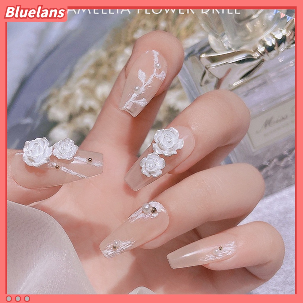 [BLM] 30pcs Bunga Dekorasi Kuku Glitter Gaya Aksesoris Kuku Artificial Flower Nail Art Stud Untuk Salon