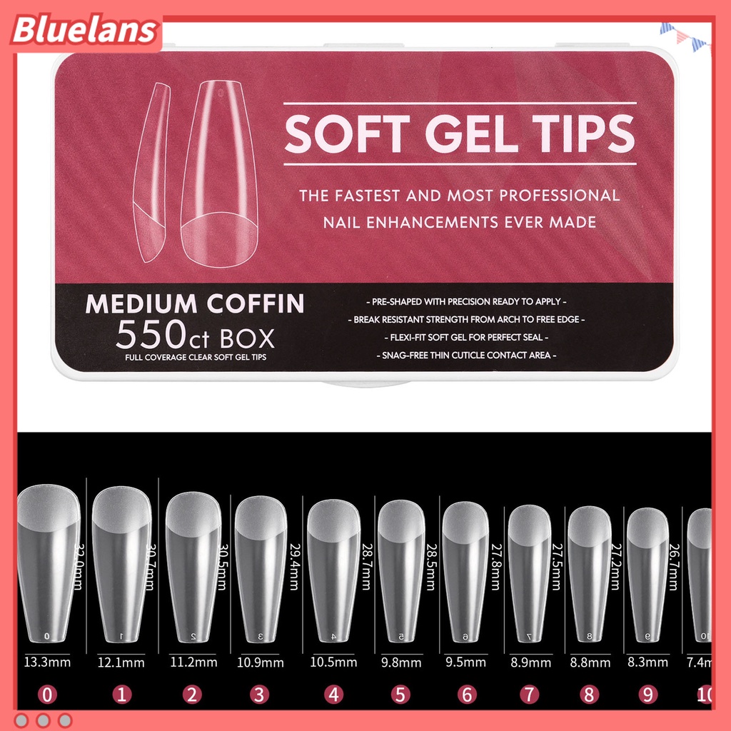 [BLM] 550pcs /500Pcs /440Pcs /400Pcs Ujung Kuku Lakban Bagus Bangunan Cepat Transparan Nail Art Piece Tangga Tipis Berbentuk Almond Tip Untuk Manicure