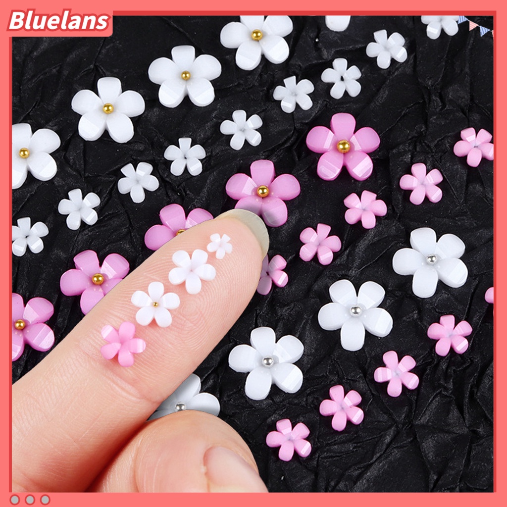 [BLM] 6kisi Manikur Dekorasi Bergaya Compact Resin Lima Kelopak Bunga Nail Art Perhiasan Untuk Phone Case