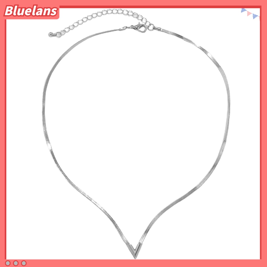 [BLS] Adjustable Dipanjangkan Rantai Oblate Pria Kalung Berbentuk V Pesona Choker Kalung Perhiasan Aksesoris