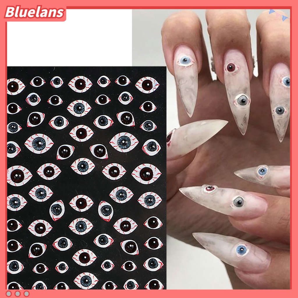 [BLM] Stiker Kuku Pola Horror Kuat Lengket Tidak Luntur Perekat Diri Yang Dapat Dilepas Dekoratif PVC Gaya Halloween DIY Nail Art Stiker Ornamen Perlengkapan Kuku
